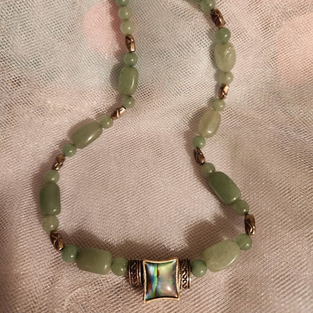 Abalone, Aventurine, and Bali Bead Necklace - Picture 2 of 4